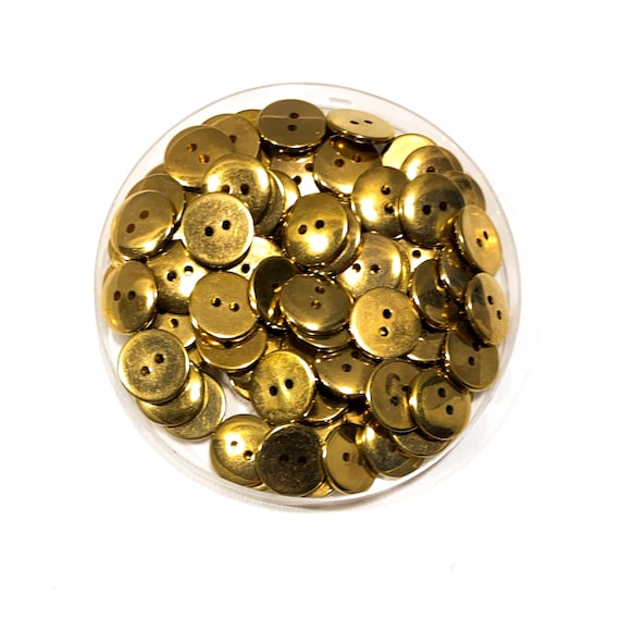 sewing button, 4-Hole Brushed Antique Gold Metal Button (Made in