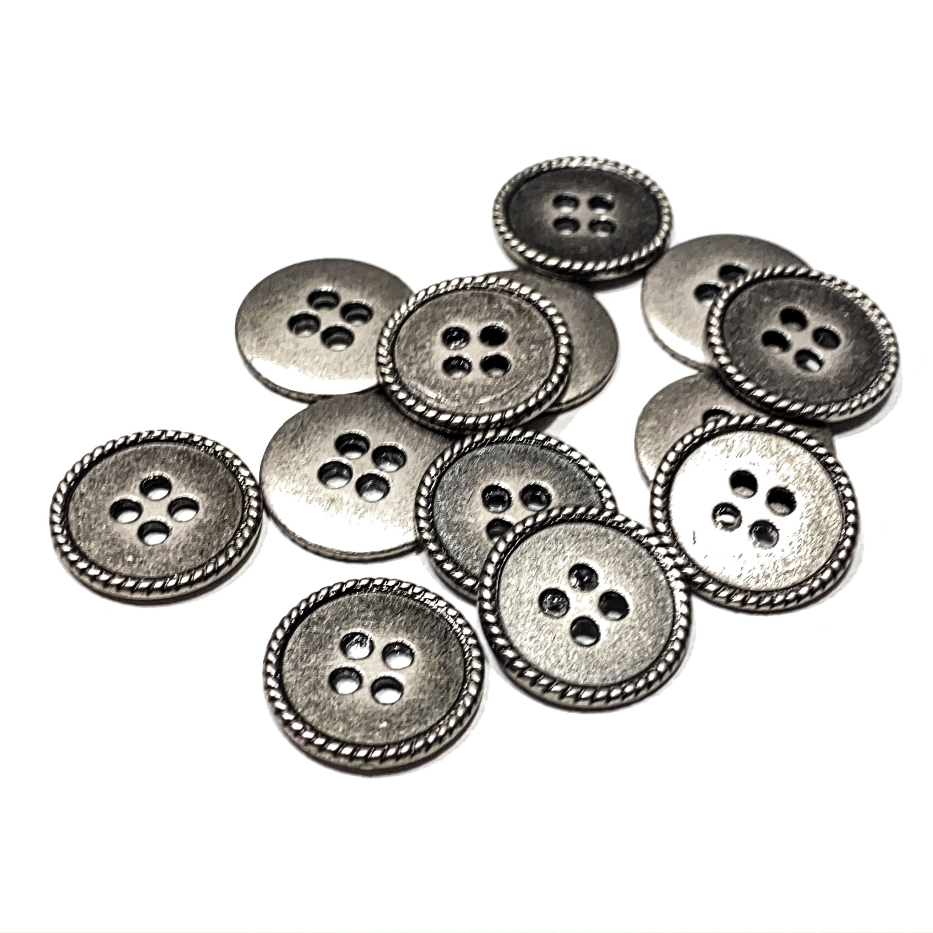 24 Vintage Metal Buttons Various Sizes From Collector's Estate SKU