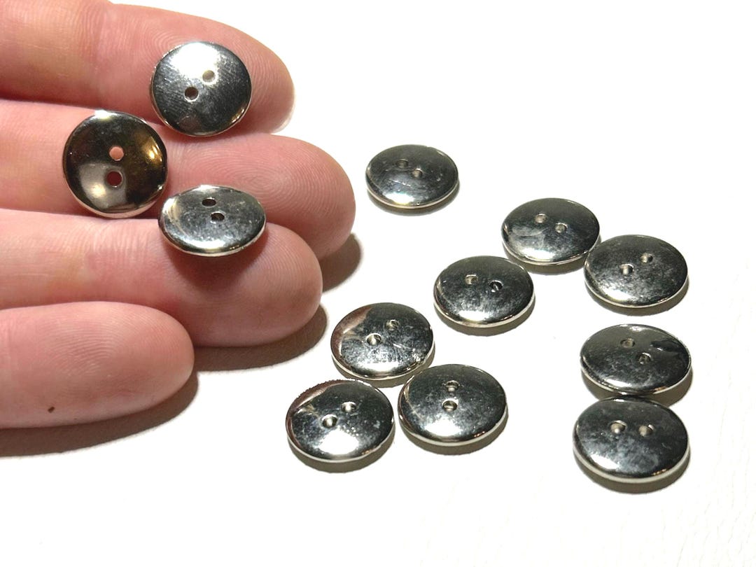 12mm Simple Silver Button: 1/2