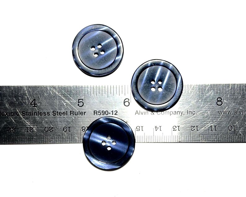28mm Lustrous DARK BLUE Stripe Buttons: 1 1/8