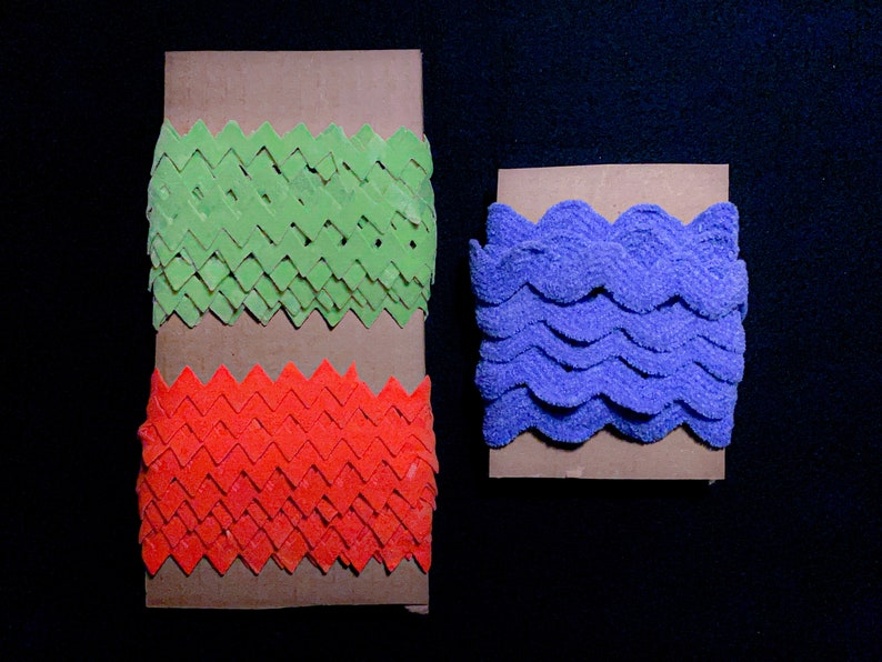 Lot of 10+ Yds Chenille Velour Rick Rack Trim Fluffy T96 Kids Decor Costume Zig Zag Appliqu\u00e9 New Old Stock Vintage Deadstock Trim