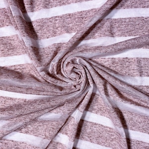 Stretch Knit Shimmer Stripe - So Soft! Heathered Brown / Pink / Mauve - Lurex / Light Stretch - Deadstock Apparel Fabric by the Yard [F0251]