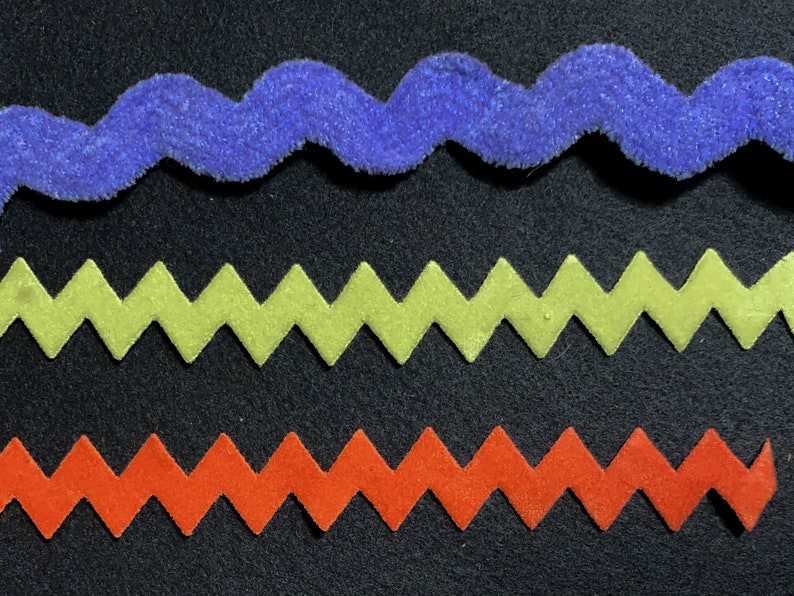 Lot of 10+ Yds Chenille Velour Rick Rack Trim Fluffy T96 Kids Decor Costume Zig Zag Appliqu\u00e9 New Old Stock Vintage Deadstock Trim