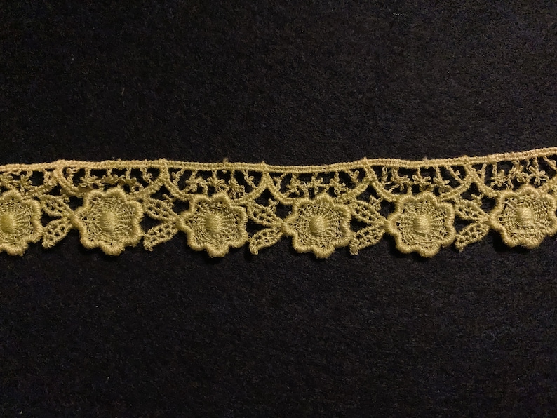 3 Yd Pkg Cotton Guipure Green Lace Trim T92 New Old Stock Designer Apparel Trim Vintage Deadstock
