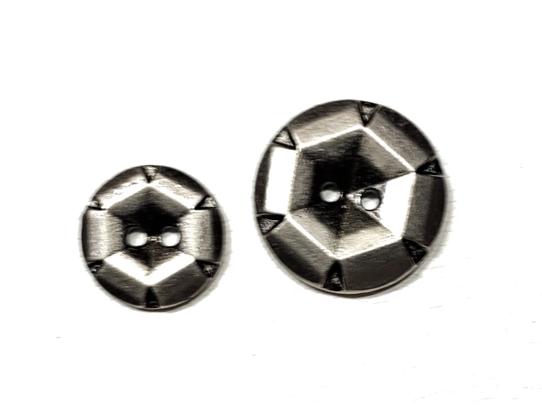 15mm | 20mm Cast Metal Thick Silver Button: 5/8
