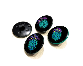 ヴィンテージ陶器コヨーテボタン 2 個セット、南西部ハンド