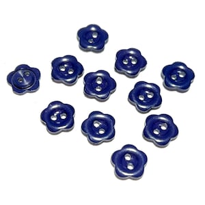 7/16&quot; Tiny NAVY Blue Flower Buttons: 11mm Vintage 90s Flower Shaped Button (Set of 6-50)