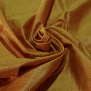 2.5+ YD Silk Dupioni - Mustard / Red-Orange - Iridescent Ombré 100% Silk - Two Tone Shantung Dupioni - Deadstock Fabric Sample Cuts [F1518]