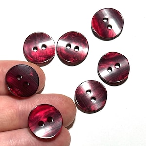15 mm VINRÖDA knappar: 1,5 cm glänsande marmorskimrande vintage 60-talsknappar (set om 6–24)
