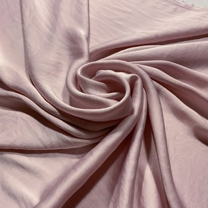2 YD PIECE Shimmery Distressed Satin Charmeuse - Metallic Pink - Laundered Hammered - Pastel Iridescent - Deadstock Apparel Fabric [F0651]