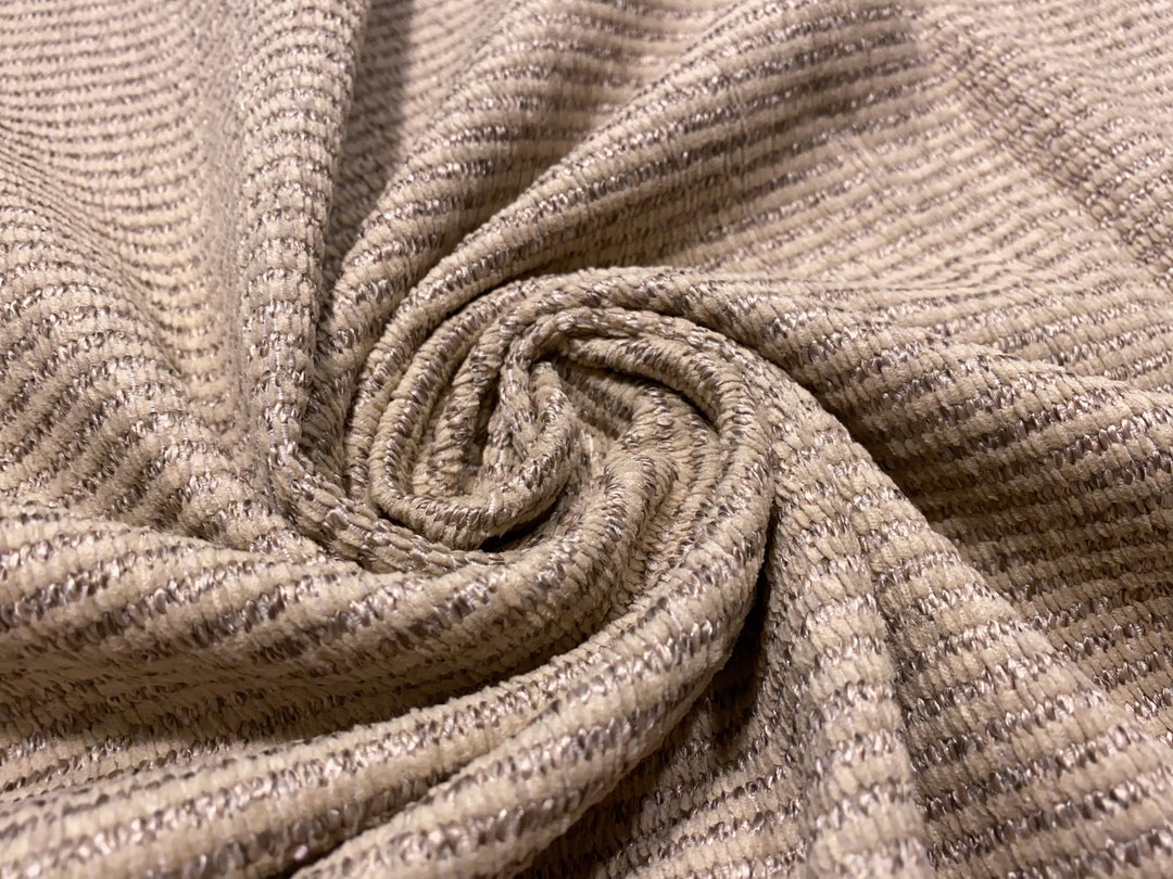 2.5+ YDS (96"x56") Chenille Champagne Stripe W/ Subtle Sheen: Designer ...