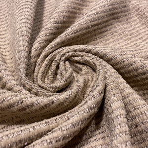 2.5+ Yds (96x56&quot;) Chenille Champagne Stripe / Soft Mid Sheen - High End Designer / Home Decor / Luxury Upholstery Fabric [F0539]