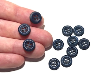 Marineblauwe donkerblauwe knopen van 12,5 mm: 1/2" vintage jaren 70 shirtknopen (set van 6-50)