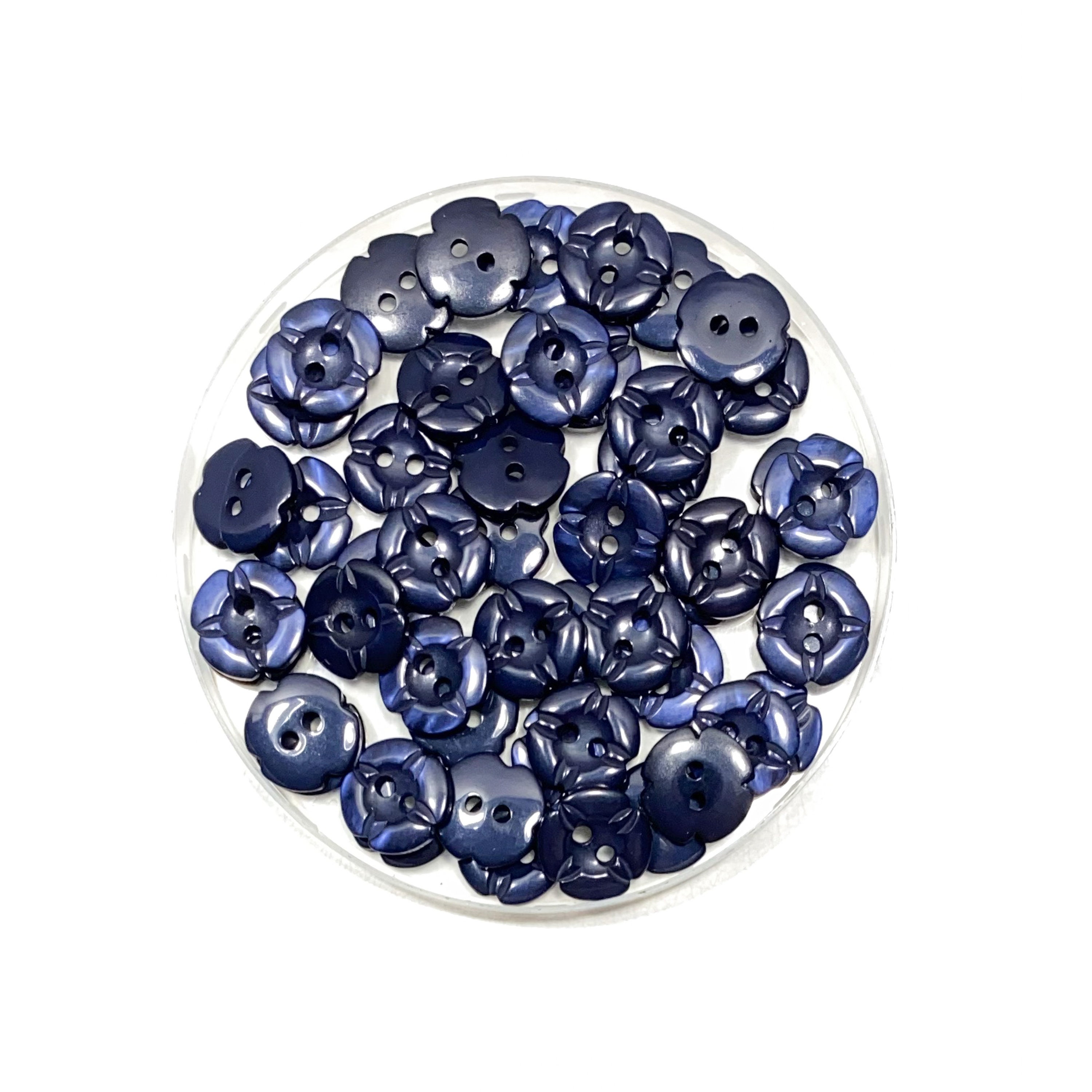 Set of 4-50 Indigo Carved Look Square Flower Petal Buttons - Etsy