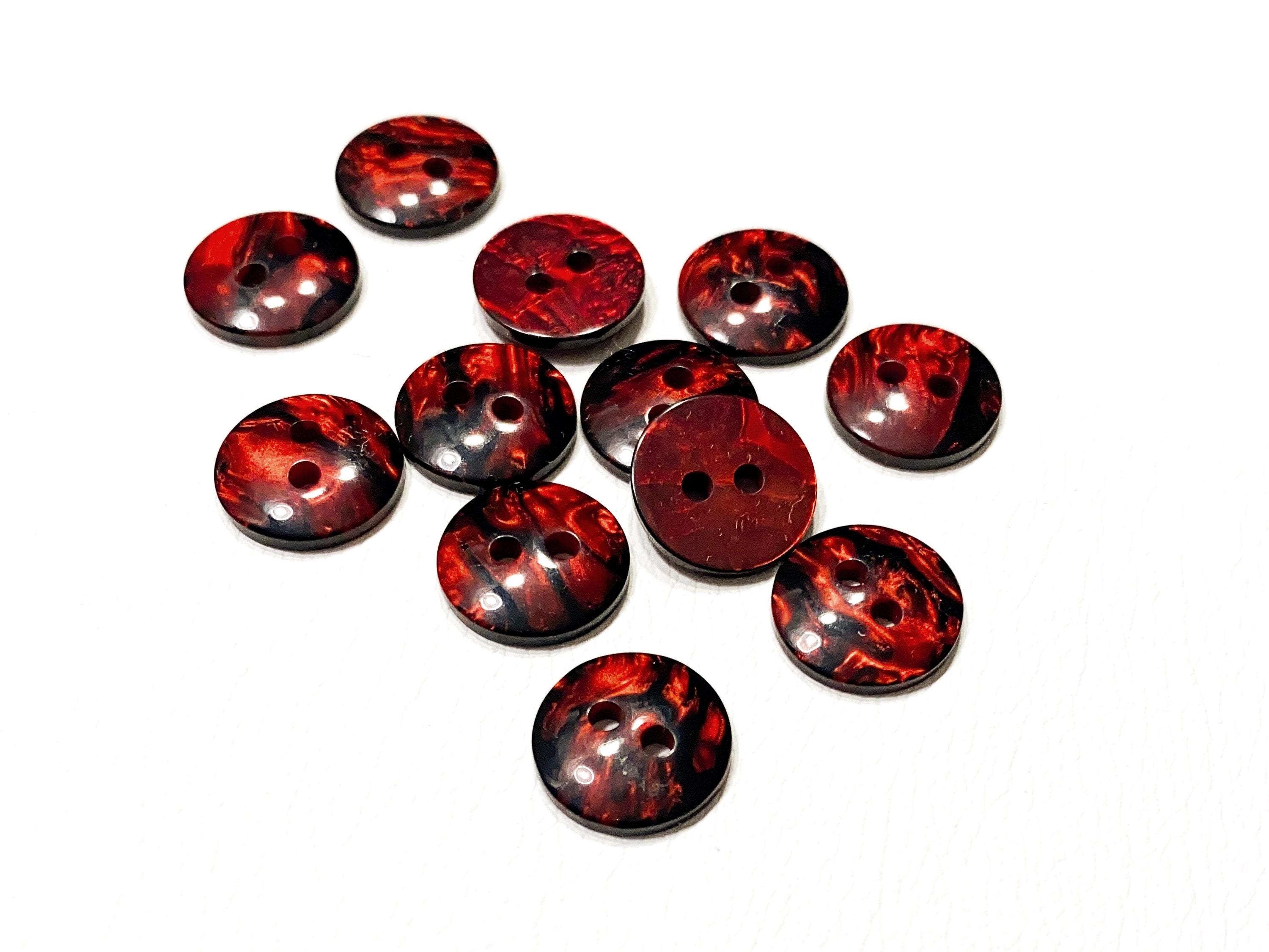 12.5mm Lustrous RED Buttons: 1/2" Dark Marble Shimmer Vintage Shirt ...