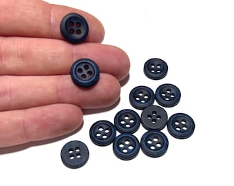 Marineblauwe donkerblauwe knopen van 12,5 mm: 1/2" vintage jaren 70 shirtknopen (set van 6-50)