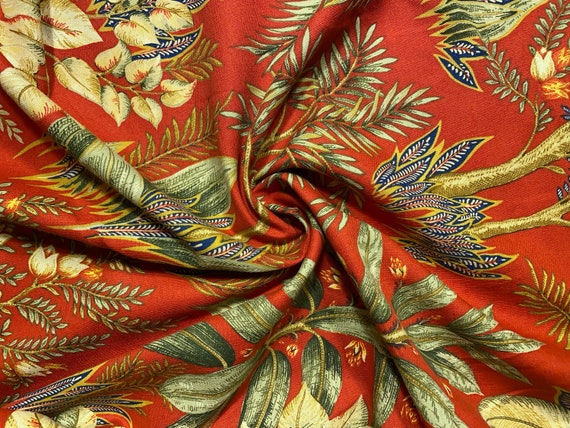 Canvas Cotton Botanical Decor Fabric, Made in Canada by Richloom: 54" Wide Vintage 90s Upholstery Fabric by the Yard