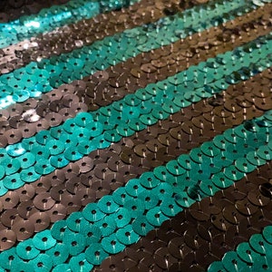 1 YD Vintage 80s Sewn-On Sequins on Black Nylon Mesh - Teal Only, Red & Blue SOLD OUT - 40&quot; Wide  Deadstock High End Costume Fabric [F1423]