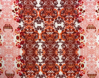 Crepé bohemio de cachemira rosa: tela de stock muerto de 60" de ancho. Se vende cortada a medida.