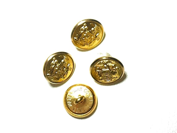 ヴィンテージ チェンジ ボタン ワーク ボタンState Seal 15mm WATERBURY CO. NY State Seal Gold 5/8