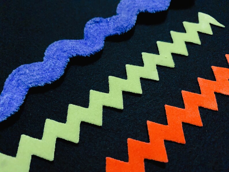 Lot of 10+ Yds Chenille Velour Rick Rack Trim Fluffy T96 Kids Decor Costume Zig Zag Appliqu\u00e9 New Old Stock Vintage Deadstock Trim