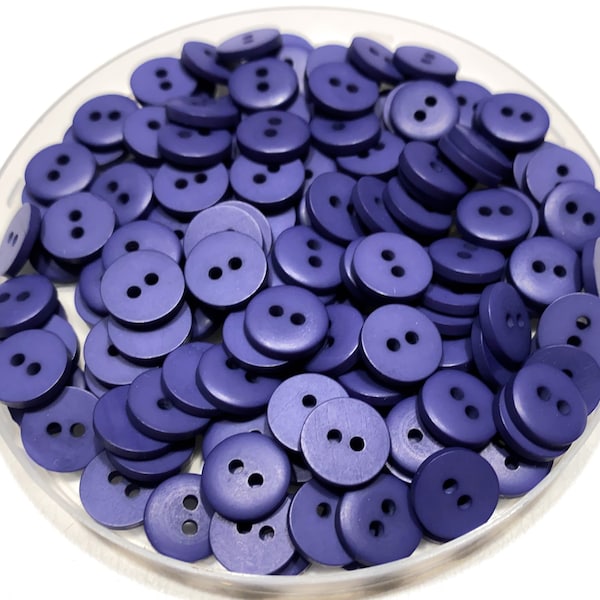 11.5 mm DARK Purple - High Quality Matte Shirt Buttons - 17 L | 7/16" - Made in USA Vintage 2-Hole Blouse Shirt Buttons [BB63]