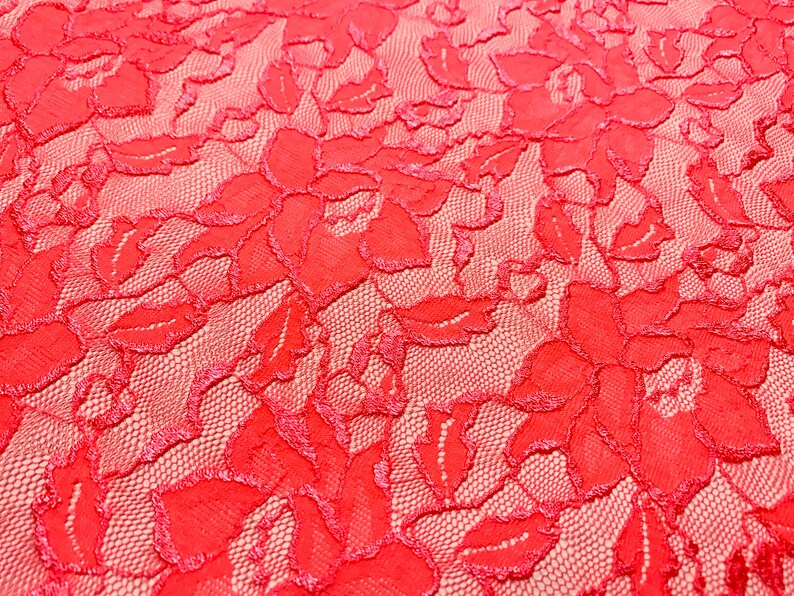 Stretch Lace NEON PINK Embossed Lofted Look Nylon Mesh - Etsy