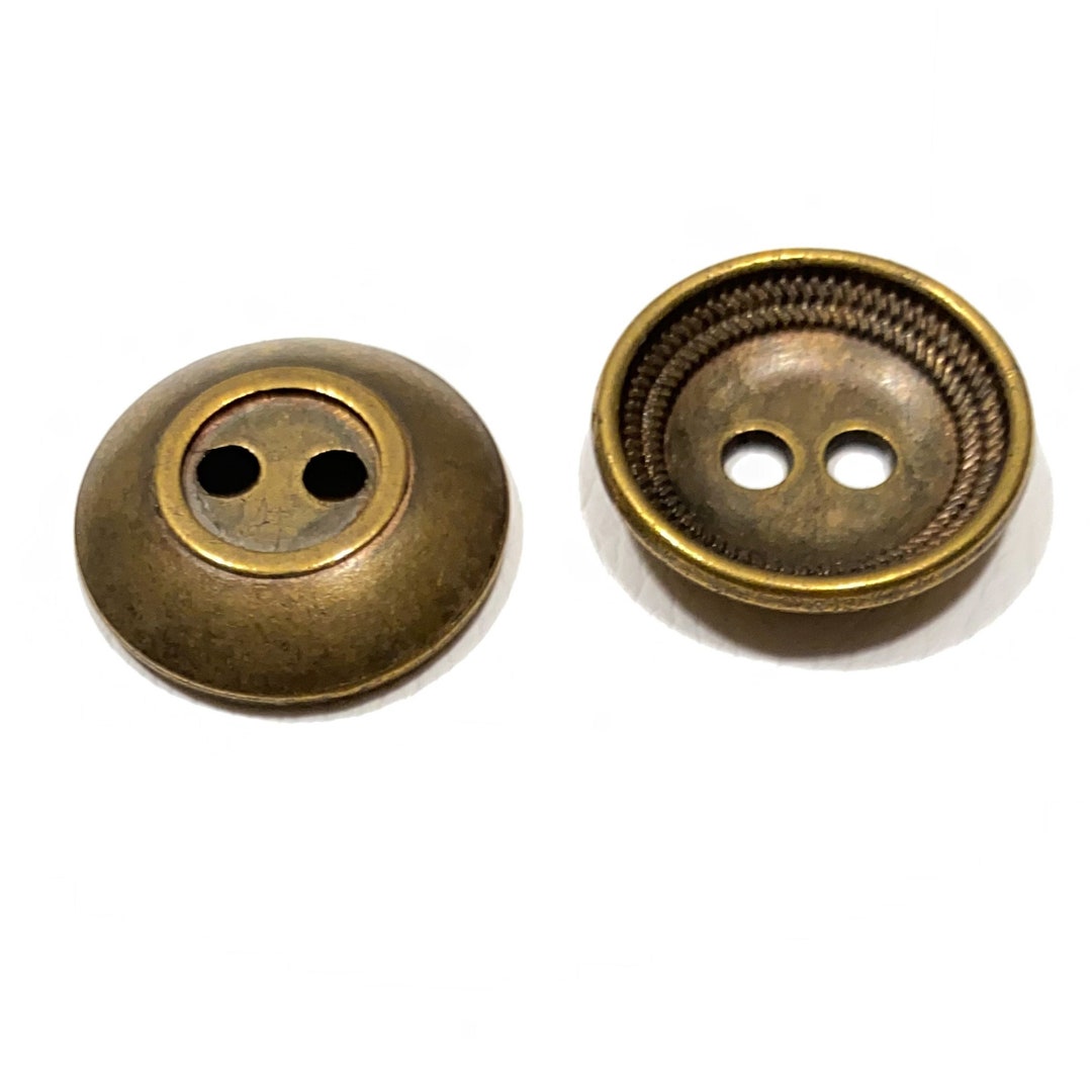 Set of 2-50 Large Brass Buttons - 11/16