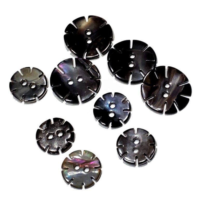 Set of 4 Mussel Shell Buttons Rare Black Pearlescent Carved - Etsy