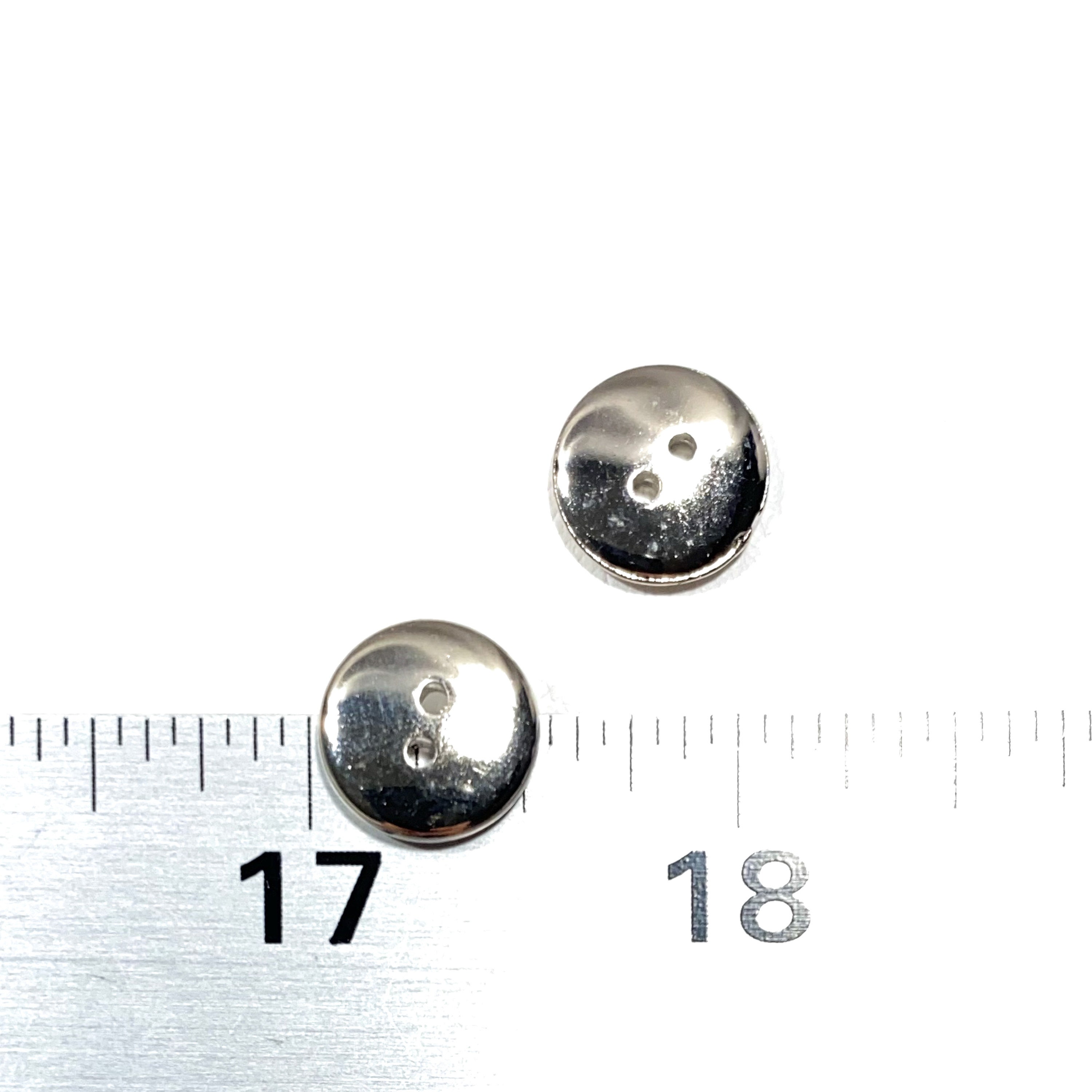 Shiny Silver Chrome Metal Coated Buttons 14 Mm 9/16 22L Metallic /  Metalloid 2-hole Flat Round Classic Look Vintage Buttons B203 -  Hong  Kong