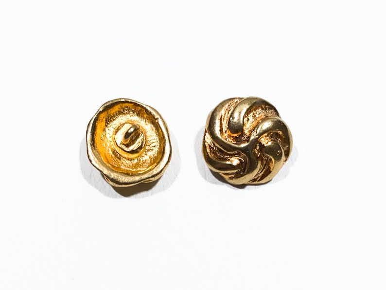 24 L Deco Rope Knot Vintage Upholstery Buttons Set of 2 Gold Solid Cast Metal 58 Shank Buttons 16 mm B1203 Round Domed