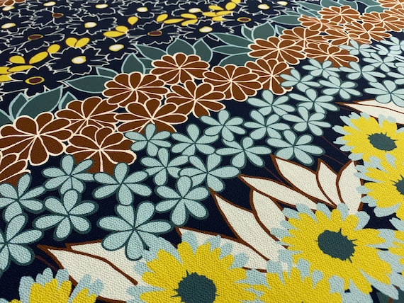 Flower Garden Stripe Topweight Crepe: 58" Wide Apparel Fabric Sold by the Yard