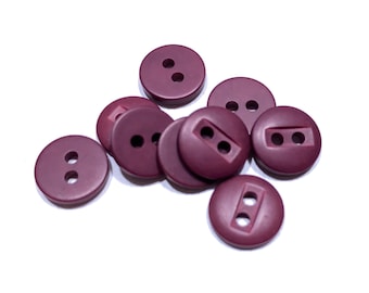 11.5mm Matte Burgundy Buttons: 7/16" Matte Red Vintage Shirt/Blouse Buttons (Set of 12-50)