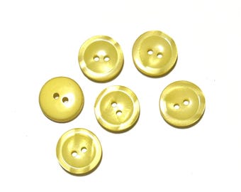 19mm Yellow Shimmer Buttons: 3/4" Vintage 60s Lustrous Resin Button (Set of 6-12)