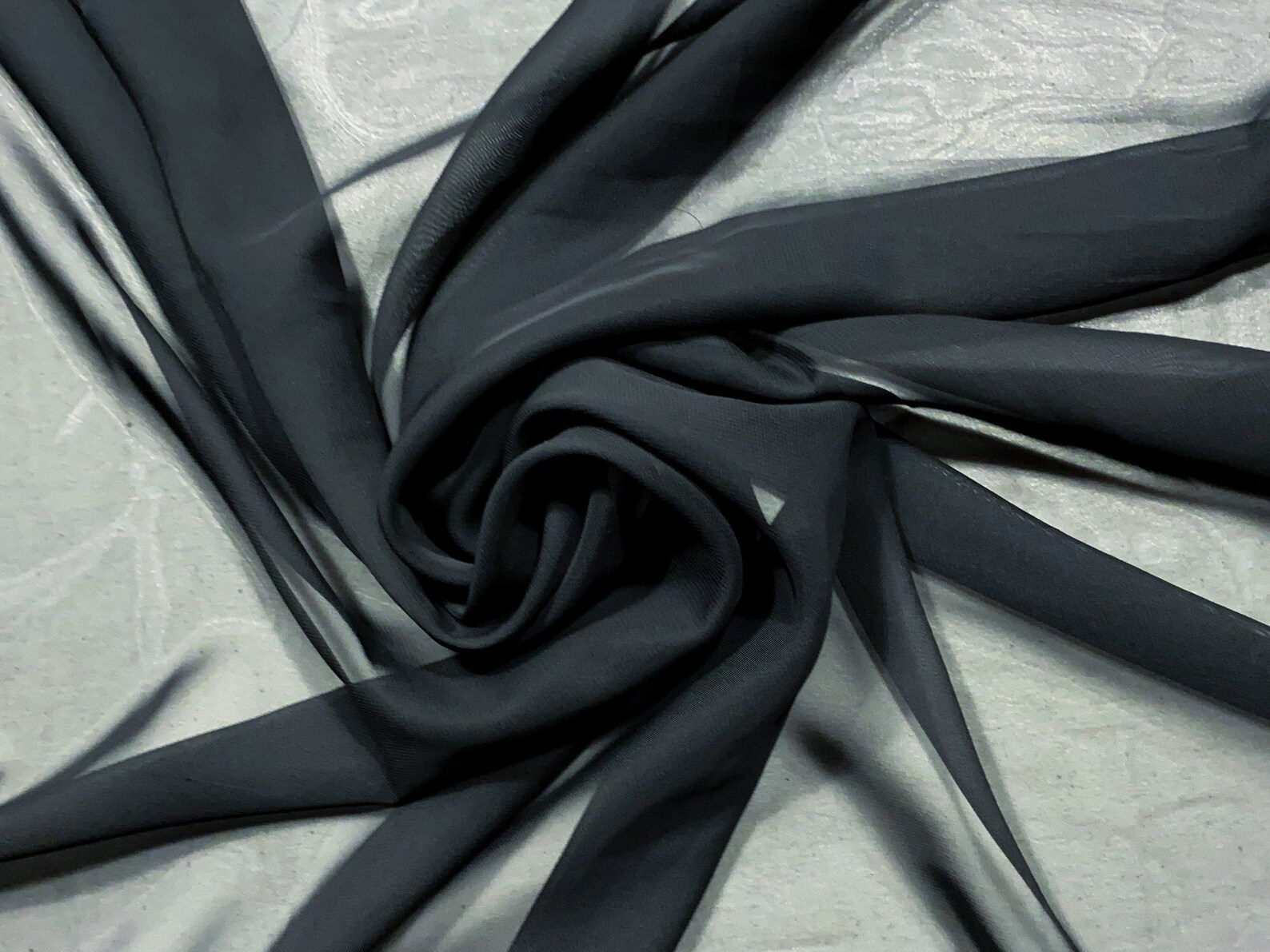 Black Chiffon Sheer / True Black / Solid Colored | Etsy