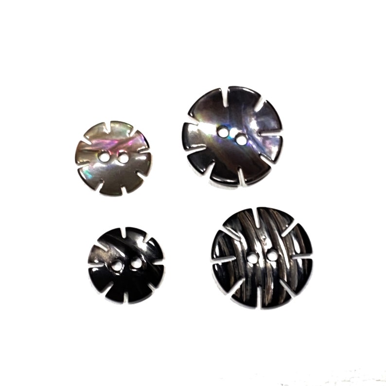 Set of 4 Mussel Shell Buttons Rare Black Pearlescent Carved - Etsy