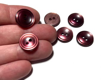 14 mm GLANZENDE kastanjebruine knopen: 9/16" vintage jaren 60 glanzende, gedempte bordeauxrode knopen (set van 9)