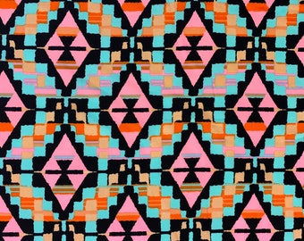 Washed Satin Chevron Woven Textile Print: 60" Wide Saturated Southwest Fabric Sold by the Yard