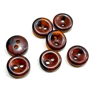 Botones de resina marrón caoba de 12,5 mm: botones vintage brillantes de 1,27 cm de grosor para camisa o blusa (juego de 6-24)