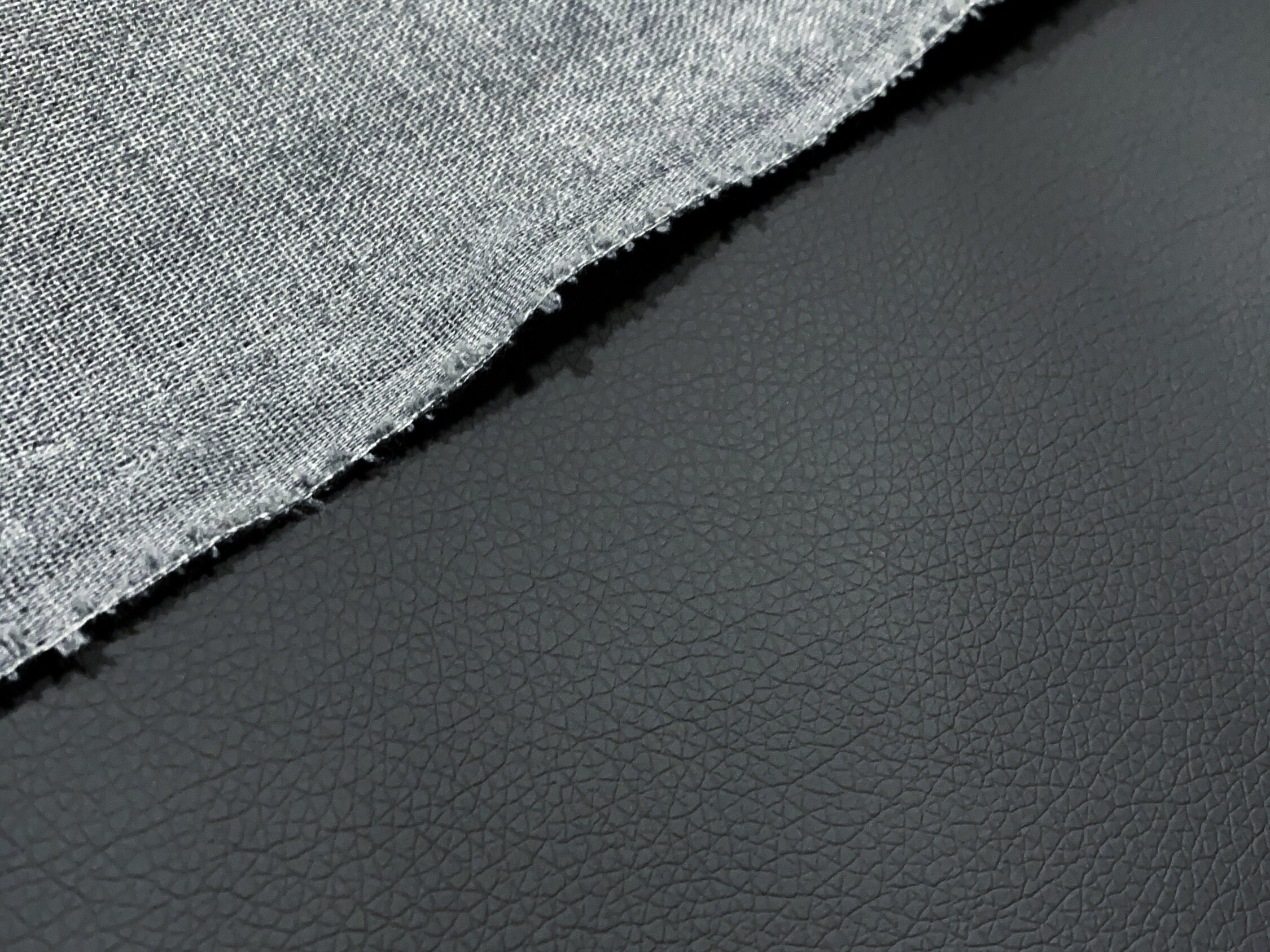 Vinyl Charcoal Gray Matte Soft Faux Leather W/ Woven Back 