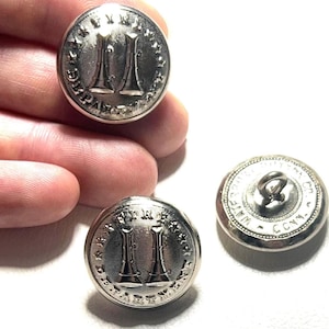 Antique WATERBURY Pre-1965 FIREMAN Buttons - 15/16&quot; | 24mm - Fire Dept / Deadstock Vintage Uniform Coat Buttons [B2020-2]