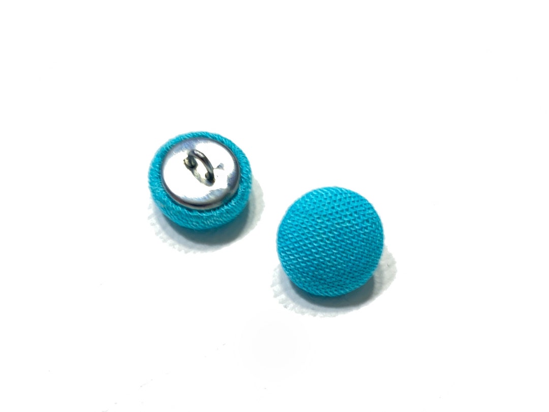 12.5mm Cotton TURQUOISE Fabric Wire Shank Buttons: 1/2