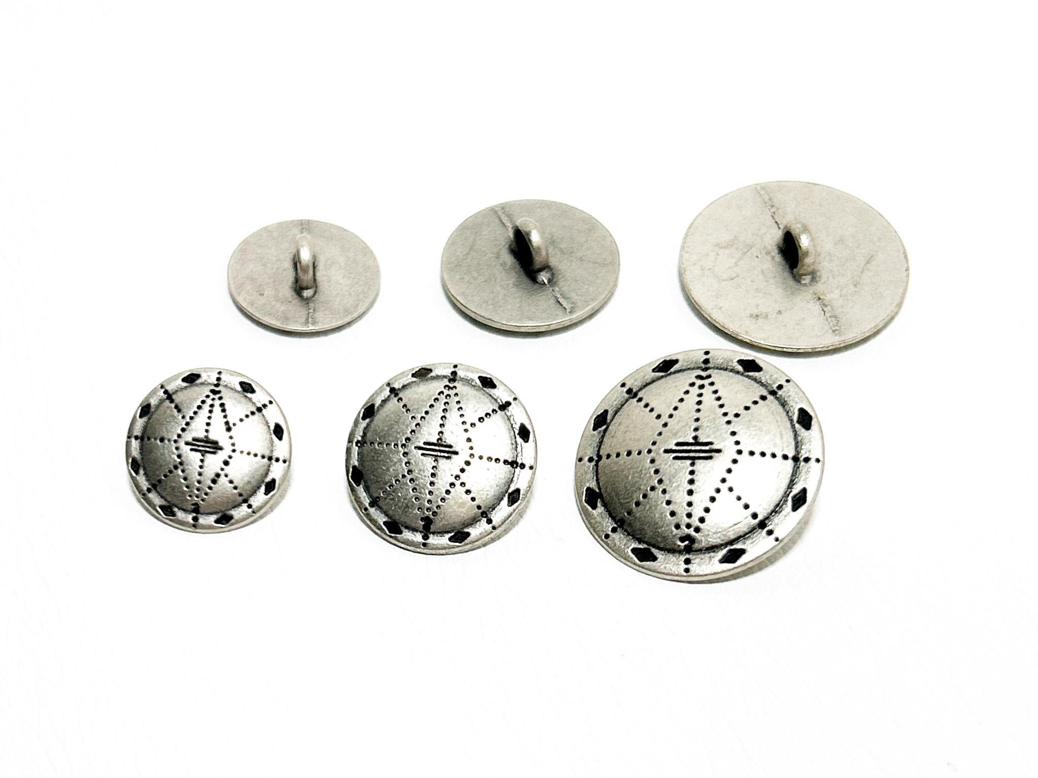 Antiqued Sterling Silver Plated Concho Style Stampings - 2 Pieces With Hang Hole, Brass Base
