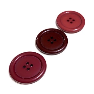 Huge 1 1/8&quot; Glossy Buttons - 3 Color Options! - 28mm | 44L - 4-Hole Round Rim Vintage 70s Oversize / Coat Button [B3248 | B3249 | B3250]