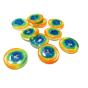 19 mm regenboog wervelende knopen: 3/4" levendige veelkleurige glanzende acryl vintage knopen (set van 6-24)