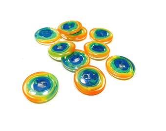 19mm Rainbow Swirl Buttons: 3/4" Vibrant Multicolor Glossy Acrylic Vintage Buttons (Set of 6-24)