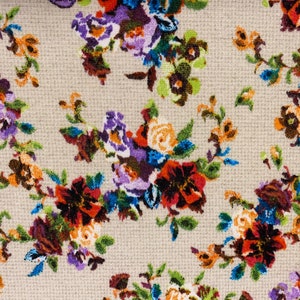 Stretch Jersey Leno Knit - Cream Multi Color - Saturated Floral Print Waffle - Ribbed Knit Deadstock Apparel Fabric by the Yard [F0466]