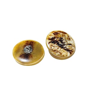 25mm Textured Marble Resin Heavyweight Button: 1" Metal Shank Deadstock Vintage 70s Coat Buttons