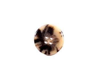 20mm Glossy Tortoise-Style Resin Buttons: 13/16" CREAM/BLACK Vintage Buttons (Set of 2-24)