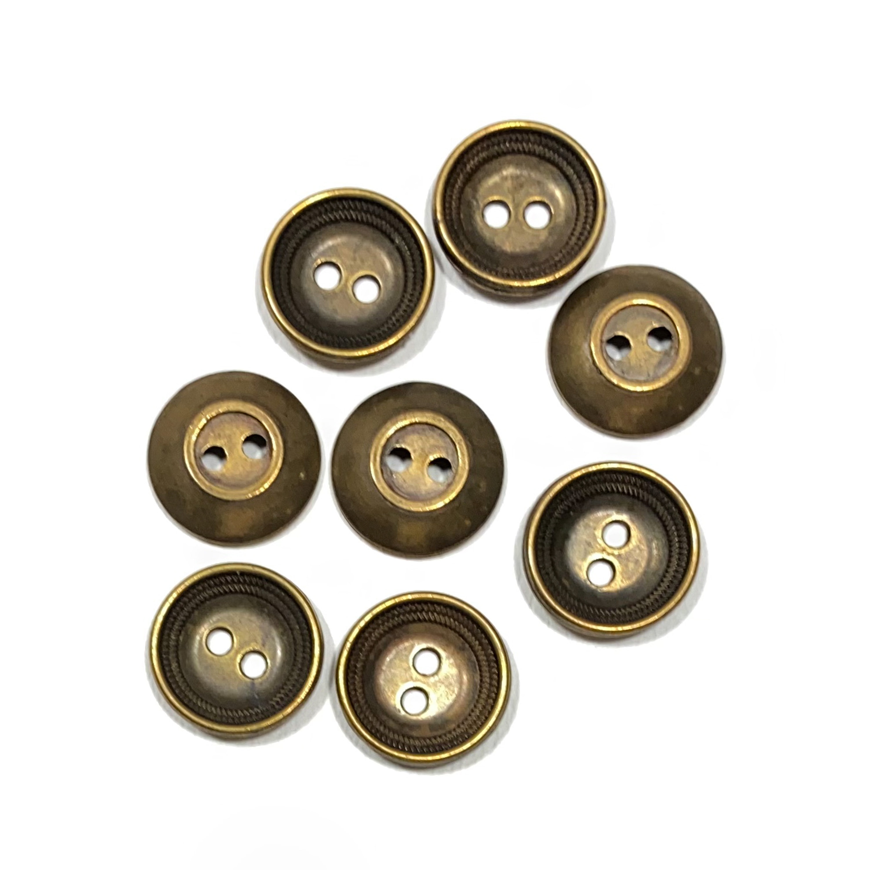 Lot De 16 Boutons Vintage Vert Veiné Noir - Diamètres 12 Et 18 Mm, Référence 1318, Occasion France